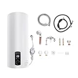 60L Elektro Warmwasserspeicher Set 220v Elektrospeicher Wassererhitzer Elektroboiler mit Handbrause & Schlauch, Elektroboiler Durchlauferhitzer Boiler 25-75°C IPX4 (60L)