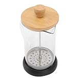 Haofy French Press, 960 Ml, Hohes Borosilikatglas mit Edelstahlrahmen, Hitzebeständiger Kaffeebereiter für Büro, Heimküche, Outdoor-Camping (600 ml Bezug aus Bambus)