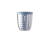 Mepal - Obst- & Gemüsetopf Ellipse - Obstbehälter - Ideal für Obst und Gemüse unterwegs - Obstbox mit Gabel & Sieb - Meal Prep Box mit Deckel - 600 ml - Nordic Blue