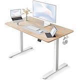 FEZIBO Schreibtisch Höhenverstellbar Elektrisch, 100 x 60 cm Computer Stehschreibtisch mit Memory-Steuerung und Anti-Kollisions Technologie, Gefleckte Eichenholzfurnier Oberfläche