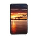 AMREWQYL Newark Bay Bridge und Sunset bedrucktes Korallen-Samt-Handtuch, Mikrofaser-Handtuch