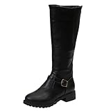 Cowboystiefel Damen, Stretch XXL Herbst Weite H Kniehohe Stiefel Winterstiefel mit Absatz Leder Halbhoch Winter Cowboystiefel Winterboots Schaft Wasserdicht Schlupfstiefel Weitschaftstiefel