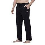 HMIYA Herren Jogginghose Baumwolle Sweathose Lange Atmungsaktiv Sporthose Yogahose Klassische Trainingshose mit Taschen(Schwarz,L)