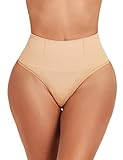 JELLYOGA Nahtlose Tanga Shapewear für Frauen Bauchkontrolle Body Shaper Unterwäsche Hohe Taille Shaping Panties Girdle, Beige, Large