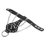 GALPADA Punk Finger Armband aus Leder Verstellbares Goth Wristband für Damen und Herren Stylisches Party Performance accessoire Robustes Echtleder mit Metallakzenten Komfortabel und