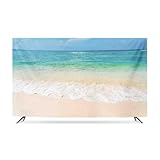 TV Abdeckung 32–80 Zoll TV Staubschutzhülle Staubschutzhülle Für Desktop Computer Wiederverwendbarer Staubschutz Dehnbare Staubdichte TV Monitorabdeckung-seaside3||75inch