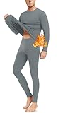 ACHTELEPHS Thermounterwäsche Herren Winter Funktionsunterwäsche Thermo Skiunterwäsche Set Thermounterhemd + Thermounterhose Grau XXL