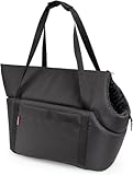 BOUTIQUE ZOO Hundetasche, Welpentasche - Schwarz Schwarz/Minky, S bis 5 kg - Tragetasche für kleinen und mittleren Hund, Welpen, Katze
