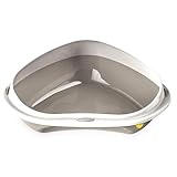 Cat Centre Katzenklo Offen Ecktoilette Für Katzen Eckkatzentoilette Katzentoilette Ohne Deckel Grau L 49 x 40 x 17,5 cm