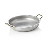 5x Servierpfanne STEEL & STYLE VINTAGE mit 2 Messinggriffen, Ø 23 cm, 1 ltr., Chromnickelstahl