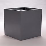 Elegant Einrichten Blumenkübel Fiberglas anthrazit metallic quadratisch 60x60x60cm