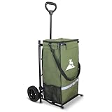 TOPWELL Einkaufstrolley klappbar 45L (bis 50 kg) mit Kühlfach & Abnehmbarer Tasche | Leichtgewicht Einkaufswagen mit Haken | Robustes Design für Einkauf, Camping & Reise (Grün)