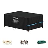 SIMPHAUS Abdeckhaube Gartentisch Abdeckung Gartenmöbel 150x90x75cm,Schutzhülle Gartenmöbel,Abdeckung für Loungemöbel,Sitzgruppe,Tisch und Stühle,Plane Wasserdicht Gartenmöbel Regenschutz 420D Oxford