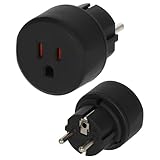Brennenstuhl Reisestecker / Reiseadapter (Reise-Steckdosenadapter zum Anschluss elektrischer Geräte mit amerikanischem (3-Pin) Stecksystem in Ländern mit Schutzkontakt Stecksystem) schwarz