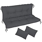 Ferocity Auflage für Hollywoodschaukel 120x50x50 Gartenbankauflage und 2 Kissen Palettenauflage Bankauflage Sitzkissen und Rückenkissen Polsterauflage Matratze Gartenpolster, Graphit [133]