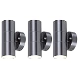 V-TAC Wandleuchte Innen/Außen Außenwandleuchte Wandlampe Außenleuchte UP DOWN IP44 Wasserdichte Edelstahl GU10 3er SET
