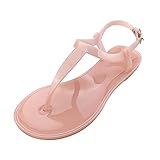 Flipflopsandalen Damen,Sandalen Wohnung Damen Runde Gurt Schuhe,Einfarbig Leichte Zehenstegsandalen,Strass Beiläufige Zehen Sandalen,T-Riemen wasserdichte