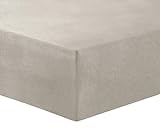 VISION Spannbettlaken, Flanell, Beige, 90 x 200 cm mit 30 cm Spannhöhe, 100 % Baumwollflanell