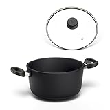 Hoffmann Kochtopf STONIQ, Handgegossen, Made in Germany, IQ-SHIELD Antihaftbeschichtung, PFAS-frei, Induktionsgeeignet, Fleischtopf,Aluminiumguss mit Edelstahl (mit Deckel, 24 cm (3,6L))