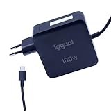 iggual Ladegerät 100 W mit Kabel, USB-C-PD-Ladeanschluss, Schnellladung für Laptops, Tablets, Mobiltelefone, kompatibel mit jedem Gerät, einschließlich Apple, Schwarz.