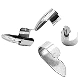 vhbw Finger-Pick Set 1x Daumenpick, 3X Fingerpick Gitarrenzubehör kompatibel mit Gitarren Ersatz für Banjo, Pedal-Steel-Guitar, Resonatorgitarren - Metall, Silber