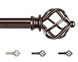 KAMANINA Gardinenstange Bronze 80 to148CM Lang, Dekorativ Vorhangstangen Ausziehbar Vorhangstange mit Twist Cage Endstück für Fenster, Wohnzimmer, Schlafzimmer