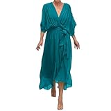 Generisch Lange Kleider Maxikleid Beachwear Damen Blumenkleid Cocktailkleid Elegant Kurzarm Bandeau Kleid Midikleid Damen