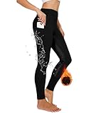 Winter Reitleggings Damen Vollbesatz Thermo Reithose Damen Fleece Gefüttert Wasserdicht mit Handytasche Gürtelschlaufen Schwarz M