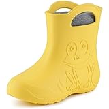 Ladeheid Eva Kinder Jungen Mädchen Gummistiefel Regenschuhe gefüttert LA-CA-03 (Gelb/Grau, 22/23 EU)