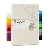 Lavea Spannbettlaken 90x200cm-100x200 - aus atmungsaktiver Baumwolle - Passgenau für Standardmatratzen bis 20cm - Creme Bettlaken mit Gummizug - Jersey Spannbetttuch 90x200cm-100x200