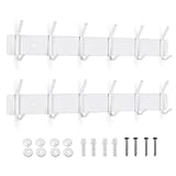 SYPEN Kleiderhaken Wand, Wandgarderobe Edelstahl, Hakenleiste Garderobe, Hakenleiste für Schlafzimmer Bad, Garderobenhaken für Kleidung, Jacken Halter (Weiß, 6 Haken, 2 Stück)
