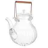 TOYZFRIENDY Hitzebeständige Glas teekanne mit Kupfergriff Tragbarer Aromatischer Teebereiter Dekorativer Wasserkocher für Zuhause Sicherer Heizkessel für Entspannten Teegenuss