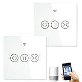 2 Stücke Rolladenschalter Smart Wlan mit Prozentanpassung, Rolladensteuerung Unterputz Kompatibel mit Alexa und Google Home, Zeitschaltuhr und Sprachsteuerung, Neutralleiter erforderlich, Weiß