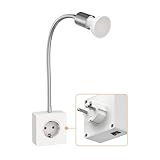 ledscom.de Steckdosenlampe LESCH Leselampe, chrom/weiß inkl. GU10 LED Lampe 7W, 630lm, weiß