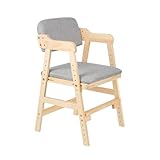Höhenverstellbarer Holzhochstuhl für kinder von 2 bis 12 Jahren, Mitwachsender Kinderhochstuhl, Höhenverstellbar, hochstühle,bis 90 kg für Kinder und Erwachsener (48 x 46 x 78 cm – Grau (1 Stück))