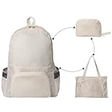 Faltbarer Rucksack Ultraleicht - 170g Leichter Rucksack, Wasserdichter Outdoor Wanderrucksack, Klein und Packbar als Strand- und Sport Rucksack Damen, 20L, inkl. Schuh- und wasserdichter Tasche