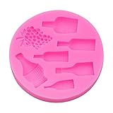 Clicitina , Dekoration, Zubehör, Trauben und Weinflaschen, Flip-Zuckerkuchen, Silikonwerkzeuge, Trauben-Schokoladen-Ton-Kuchen-Dekoration Hds51 (Pink, One Size)