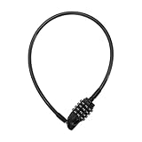BULLSPANN 0,6m Universal Sicherheits-Fahrradschloss, Kabelverbindung Fahrradschloss mit 4-stelligem Zahlencode für Rennrad Mountainbike E-Bike, Schwarz
