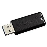 Verbatim PinStripe USB-Stick, 64GB, USB 3.2 Gen 1, USB Speicherstick, externer Speicher für Laptop Notebook Ultrabook TV Autoradio, USB-3, Datenstick mit Schiebemechanismus, schwarz