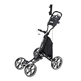 KVV Faltbarer Golftrolley mit 4 Rädern, mit superstarkem und leichtem Aluminiumrahmen, Aufbewahrungstasche mit Kühler, in einem Schritt zum Öffnen und Schließen eingebaut