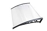 EINFEBEN Vordach für Haustür 150 x 100 cm Pultbogenvordach Transparent Polycarbonat Pultvordach Überdachung 5 mm, PP Halterung,Türdach für draußen Sonnenschutz Regenschutz