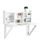 SoBuy FWT07-II-W Wandklapptisch mit integriertem Regal Wandschrank Küchentisch Esstisch weiß BHT ca. 90x78x60cm