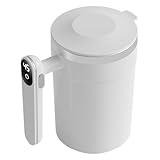Genérico Selbstentfaltende Tasse, Edelstahl, wiederaufladbar über USB, mit integriertem LCD-Thermometer, Selbstmischbecher, für kaltes Wetter, Picknick, Wandern, Tee, heiße Schokolade und