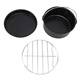 Yomiyuyr Universal-Luftfritteusen-Zubehörset, Backform aus Edelstahl, antihaftbeschichtete Pizzapfanne und Grill, spülmaschinenfest, ideal zum Backen zu Hause, für Pizzaliebhaber (YomiyuyrD4eE-13)