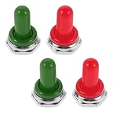 LRXIYODE 4 Stück Teiliges Gummi Kippschalter Schutzkappen Staubdicht Staub Schmutzschutz für Gitarren Potentiometer Drehknöpfe in Rot und Grün