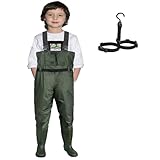 Croch Wathose für Kinder wasserdicht mit Gummi Stiefel ideale Angelhose und Watthose Kinderwathose (27, Grün)