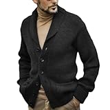 MEIMIYI Strickjacke Herren Temperament Trend Casual Sweater Jacke Herren Mode Weich Atmungsaktiv Knit Sweater Herren Slim Fit Komfortabel Warm Gestrickte Jacke Herren B-Black XXL