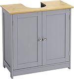 Freistehender grauer Waschbeckenunterschrank mit Ablage aus Holz, Waschbeckenschrank, 60 x 60 x 30 cm, modernes Design für kleine Räume