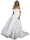 A-Linie Brautkleider Lang Spitze Chiffon Brautkleid V-Ausschnitt Hochzeitskleid Standesamtkleid