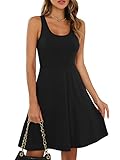 Missufe Rockabilly Sommerkleid Minikleid Tank Kleider Damen Skaterkleid Kurzes Freizeitkleid (Schwarz, Mittel)